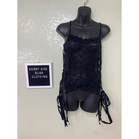 Suduction Black Lace Intimate Tank W/ Medal Detailing Size Medium/Large - Picture 1 of 12